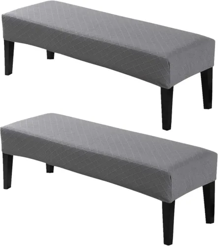 Vista 23 de Fundas de banco de comedor de jacquard tapizado de elastano elástico, funda de banco de alta elasticidad, protectores de banco extraíbles y lavables