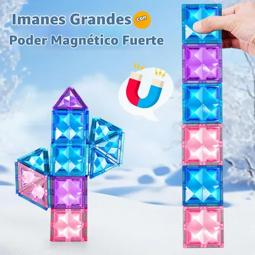 Vista 2 de BENOKER - 102 piezas de baldosas magnéticas para construir un castillo de hielo, bloques de construcción 3D STEM educativos