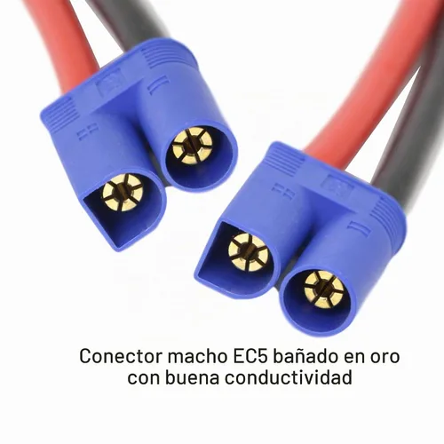 Vista 2 de EC5 Adaptador de cable macho, EC5 macho conector banana con 7.9 in 10 awg de silicona (paquete de 2 unidades)