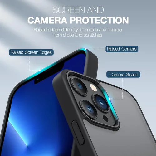 Vista 2 de ORIbox - Funda delgada para iPhone 13 Pro Max de 6.7 pulgadas, ajustada, delgada, con protección a prueba de golpes, con diseño transparente y mate