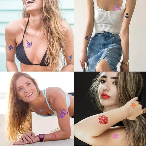 Vista 6 de Plantillas temporales de tatuaje para mujeres, niñas y niños, más de 410 piezas, kit de plantillas de tatuaje de henna, plantillas temporales