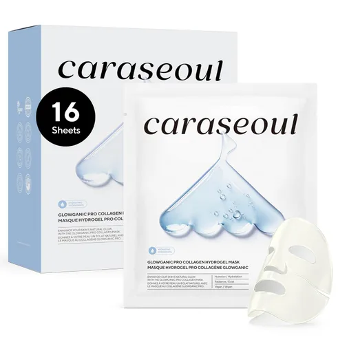 Vista 9 de caraseoul GlowPro - Máscara facial de colágeno, hidrogel coreano con niacinamida y adenosina, refuerzo del resplandor, máscara hidratante