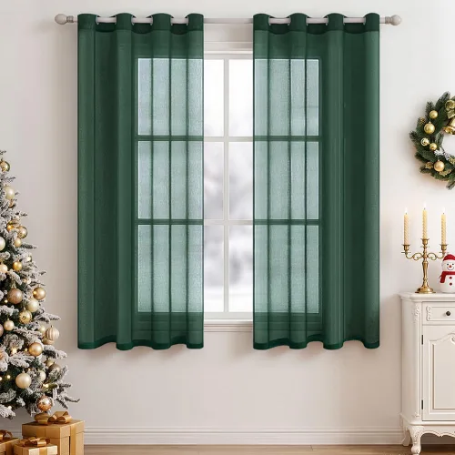Vista 37 de MIULEE 2 paneles de cortinas semitransparentes beige para ventana, elegantes con ojales en la parte superior, cortinas de gasa