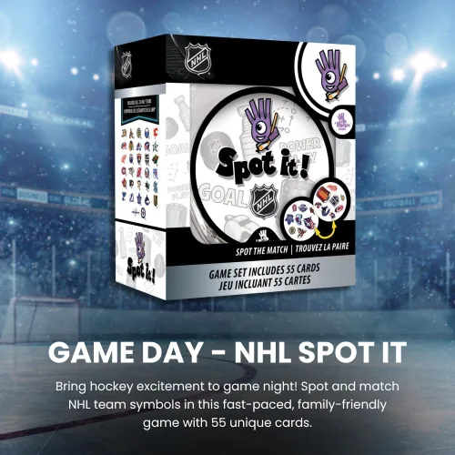 Vista 2 de MasterPieces Día del juego: juego de Spot It de Boston de la NHL Boston Bruins para niños, adultos y familia
