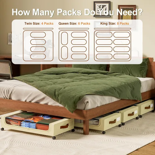 Vista 7 de GoMaihe Almacenamiento Debajo de la Cama con Ruedas: Contenedores de Almacenamiento XXL Debajo de la Cama con Tapas - Contenedores Rodantes