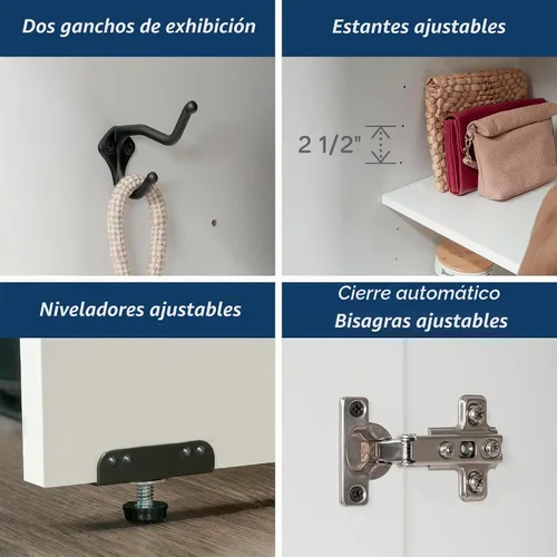 Vista 5 de Sauder Homeplus Robot - Armario de almacenamiento para despensa de cocina, puerta individual con estantes ajustables, en blanco suave