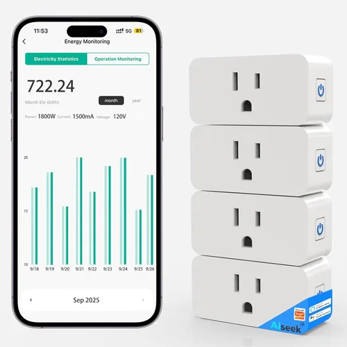 Vista 10 de Enchufe inteligente de monitoreo de energía serie Pro Mini 15A, enchufe Wi-Fi para hogar inteligente compatible con Alexa, Google Home, no requiere