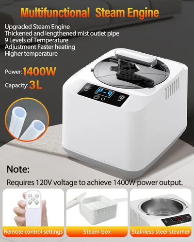 Vista 3 de KASUE Tienda de sauna de vapor portátil para el hogar, sauna infrarroja con vapor de 3 L, 9 niveles de temperatura y temporizador de 99 minutos, 5