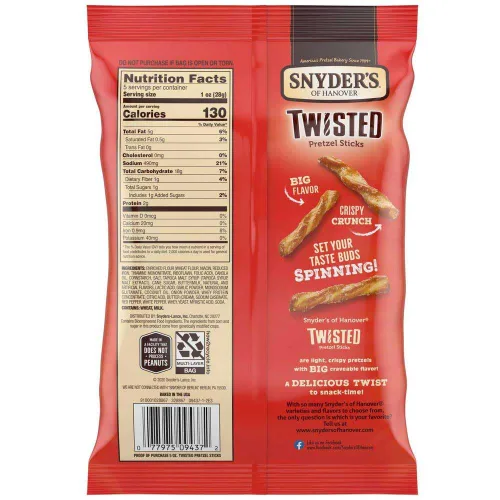 Vista 2 de Snyders Of Hanover - Palitos de pretzel torcidos sazonados, 5 onzas – 8 por caja.