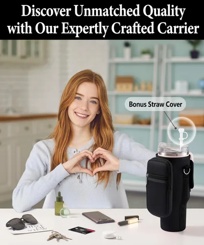 Vista 5 de Bolsa de transporte con bolsillo para teléfono para vaso Stanley de 40 onzas con asa y vaso Simple Modern de 40 onzas - Funda tipo bandolera