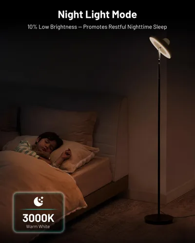 Vista 8 de Lámpara de pie LED con proyector de estrellas RGB y control remoto, lámpara de pie que cambia de color continuo de 3000 a 6000 K, lámpara de esquina