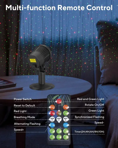 Vista 5 de Neroupe Proyector de luces de Navidad para exteriores impermeables con control remoto, decoraciones de Navidad al aire libre, luces de jardín