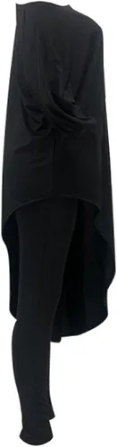 Vista 4 de Chatinction Conjunto casual de 2 piezas para mujer con hombros descubiertos dobladillo irregular conjunto de pantalones ajustados
