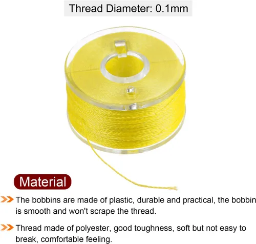 Vista 5 de HARFINGTON Hilo de bobina preenrollado con estuche de plástico de almacenamiento para máquina de bordar y coser, color amarillo