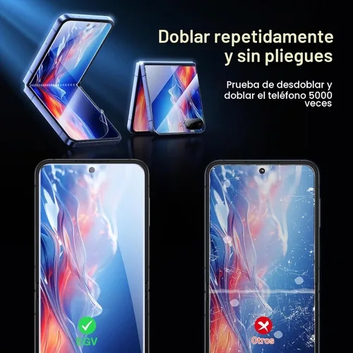 Vista 2 de 【2+2+2】EGV para Samsung Galaxy Z Flip 7 Protector de Pantalla, [Prueba de Pliegue Reforzada] Protector de Pantalla Suave de TPU Auto-Sanador
