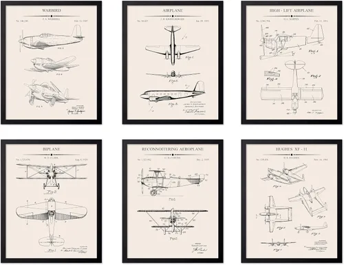 Vista 36 de Poster Master Juego de 6 Pósters Vintage de Planos de Aviación - Impresión de Patente de Avión - Arte de Aeronaves - Arte de Aviación - Arte