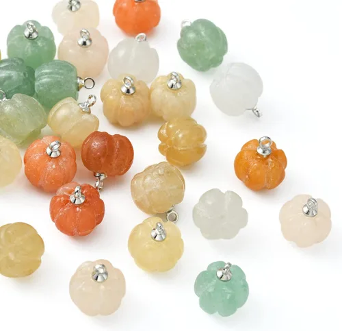 Vista 23 de Ipotkitt 100 dijes de chakras de piedra teñida de dolomita natural de colores mixtos para hacer joyas, collares, aretes