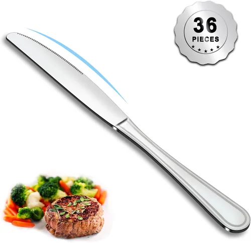 Vista 9 de Juego de cuchillos de mantequilla de 36 piezas, cuchillo de mantequilla de 9 pulgadas, juego de cuchillos de cena de acero inoxidable de grado