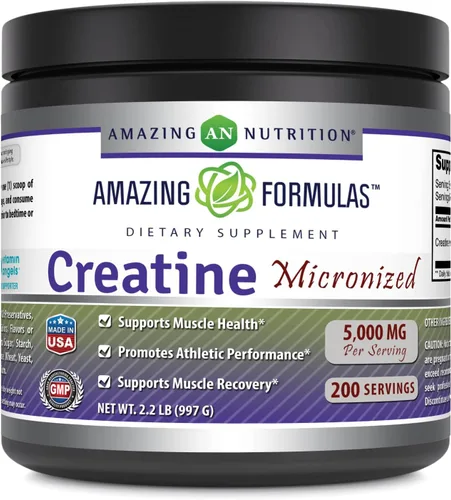 Vista 10 de Amazing Formulas - Suplemento en polvo de monohidrato de creatina micronizada 5000 mg por porción Suplemento ideal antes y después