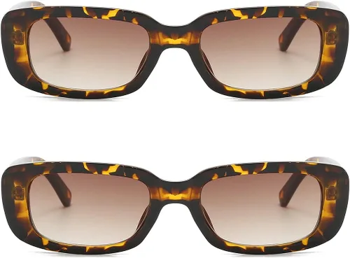 Vista 2 de Gafas de sol rectangulares pequeñas para mujer, gafas de sol retro de moda, protección UV 400, marco cuadrado