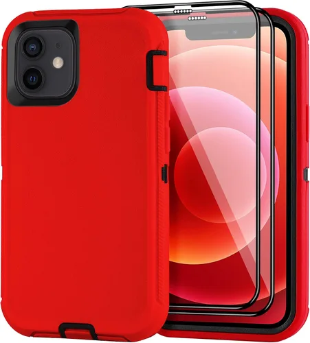 Vista 24 de Funda para iPhone 12 Mini con funda de clip para cinturón y 2 protectores de pantalla, funda de protección completa resistente de grado militar a