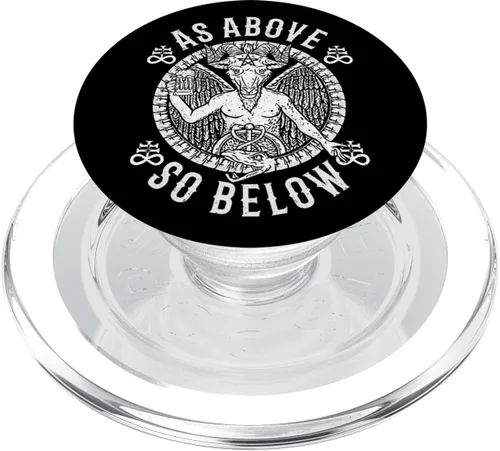 Vista 8 de As Arbove So Below I Satanic Baphomet PopSockets Agarre y soporte para teléfonos y tabletas, Negro
