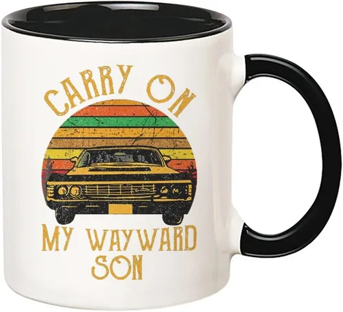 Vista 2 de Fonhark - Taza de café Supernatural Carry On My Wayward Son, taza de café de 11 onzas