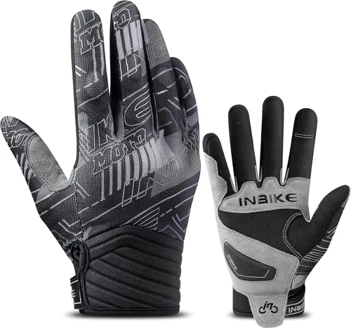 Vista 8 de INBIKE Guantes transpirables de motocross para hombre, con protección de nudillos duros, pantalla táctil para motocicleta, deportes de motor