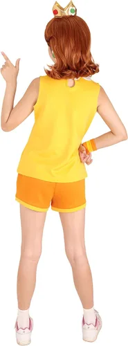Vista 4 de miccostumes Disfraz de tenis amarillo para mujer con corona