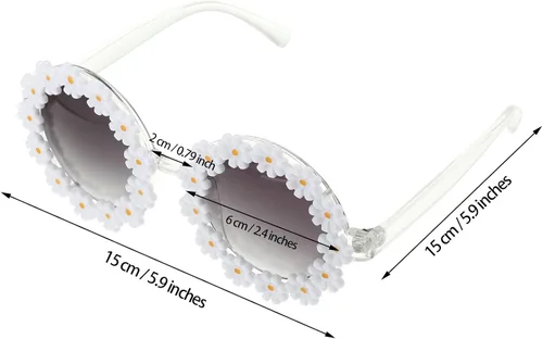 Vista 2 de AWAYTR Juego de 3 piezas de disfraz hippie para mujer, diadema de flores bohemias de los años 70, collar dorado con signo de la paz, lentes de sol