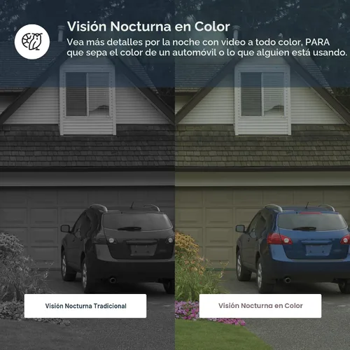 Vista 5 de Luna - Cámaras de seguridad inalámbricas para exteriores e interiores, inclinación panorámica de 360°, visión nocturna a color, bombilla LED y foco
