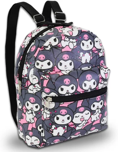 Vista 2 de Kuromi - Juego de mini mochila para niños, mochila Kuromi de piel sintética de 10 pulgadas con bolsillo frontal y botella de agua, paquete