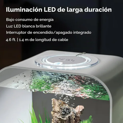 Vista 6 de biOrb Life 15 - Acuario acrílico de 4 galones con luces LED blancas, tanque compacto moderno para mesa o escritorio, negro
