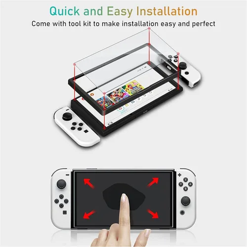 Vista 5 de Paquete de 3 protectores de pantalla de vidrio templado premium compatibles con Switch OLED