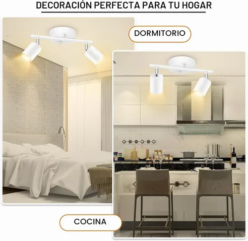 Vista 5 de BoostArea Kit de Iluminación de Riel LED de 2 Luces, Blanco Iluminación de Focos de Techo de 2 Vías, Cabezal de Luz Flexiblemente Giratorio
