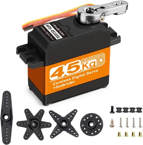 Vista 13 de Hiwonder - Servomotor servo de 55.1 lbs, resistente al agua, servo de alto par, motor sin núcleo de alta velocidad, servo de dirección de engranajes