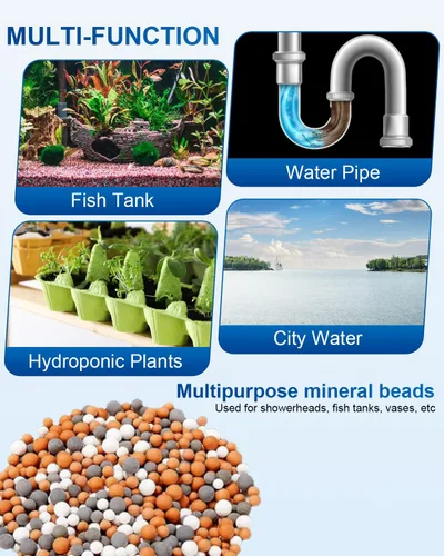 Vista 7 de Cuentas de filtro adecuadas para cabezal de ducha filtrado, granos de ducha de repuesto para purificar agua, bolas minerales aniónicas de 5 onzas