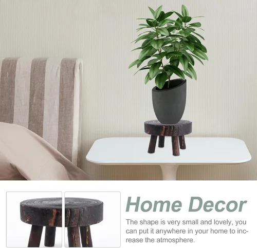 Vista 7 de VILLCASE Soporte de exhibición de taburete de madera, taburete de madera, soporte para plantas de patio, maceta, estante decorativo para taburete