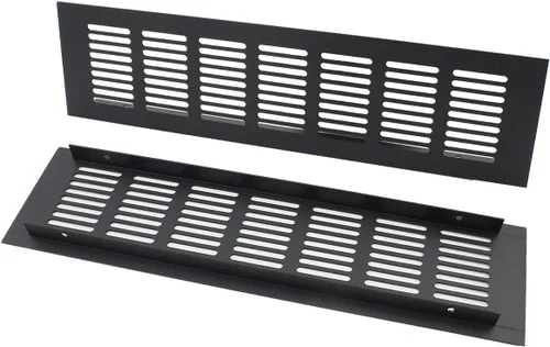 Vista 3 de 2 fundas para ventilación de aire, rejilla de ventilación de aleación de aluminio negro rectangular con listones de metal para armario, estufa