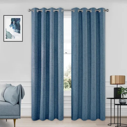 Vista 21 de CUCRAF Juego de 2 paneles de cortinas 100% opacas de lino de 84 pulgadas de largo, con pestaña trasera y bolsillo para barra para sala de estar