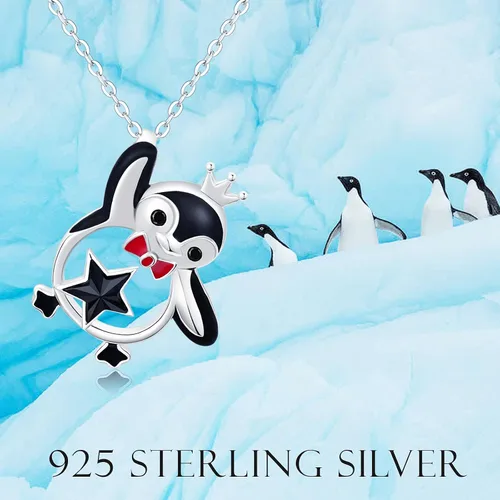 Vista 2 de Ocean Animal Necklace for Women Whale Mermaid Penguin Octopus Necklace 925 Sterling Silver Cute Animal Pendant Sea Animals Jewelry Gift for Mom