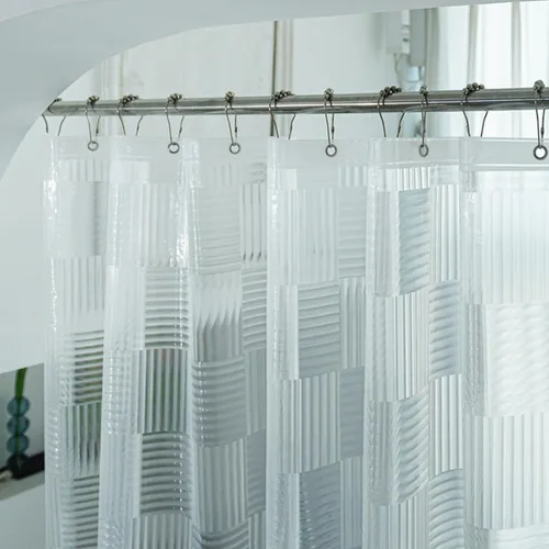 Vista 25 de Cortina de ducha corta transparente de 60 pulgadas de largo, forro de cortina de ducha corta de plástico EVA 7G, 60 pulgadas de largo para baño