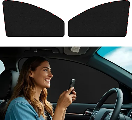 Vista 10 de ZATOOTO Parasol para ventana lateral de automóvil, 2 parasoles magnéticos de privacidad beige, cortina mantiene la pantalla más fresca para dormir