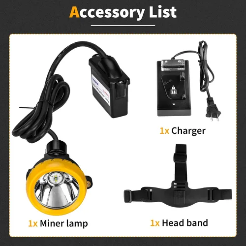 Vista 4 de Luz LED recargable para casco de minería – A prueba de explosiones impermeable subterránea lámpara de seguridad subterránea, faro brillante