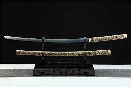 Vista 5 de Zhmyyxgs - Espada japonesa samurái, katana afilada de arcilla templada, hoja de acero de Damasco plegada