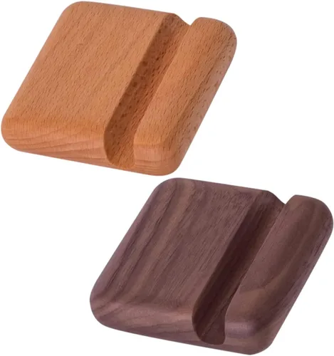 Vista 4 de Hemobllo 2 sets de madera del teléfono celular soporte del teléfono titular del escritorio para filmar llamadas 2 unids*2