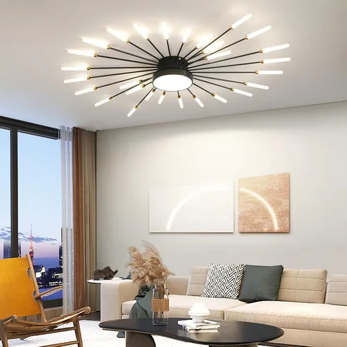 Vista 7 de Lámpara de techo LED moderna, anillo negro empotrado, lámpara de techo con control remoto, lámpara de techo acrílica para dormitorio, pasillo, isla