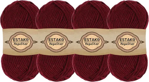 Vista 32 de Estako Megastar, 3.52 Oz (100g) de hilo de acrílico 75% y lana 25%, suave, peso grueso voluminoso #5 para crochet y tejer 120 yardas (110m)