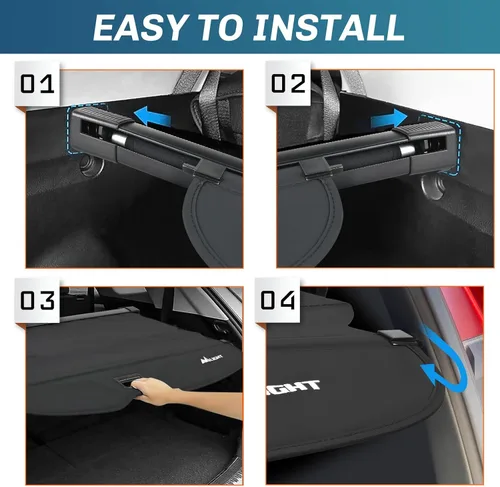 Vista 6 de Nilight Cobertura de cajuela para Jeep Grand Cherokee Accesorios 2011-2021, cubierta de seguridad retráctil para carga trasera, con red