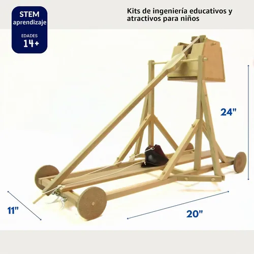 Vista 4 de PATHFINDERS Kit de Trebuchet Medieval STEM – Modelo Mecánico de Madera DIY Motor de Sitio de Contrapeso Funcional Proyecto de Ingeniería